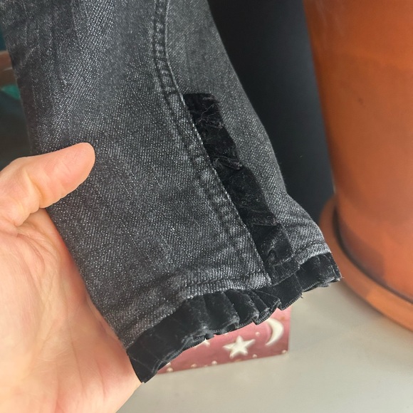 Denver Hayes Dark Gray Lace Velvet Jean Jacket Blazer Medium - Picture 2 of 14